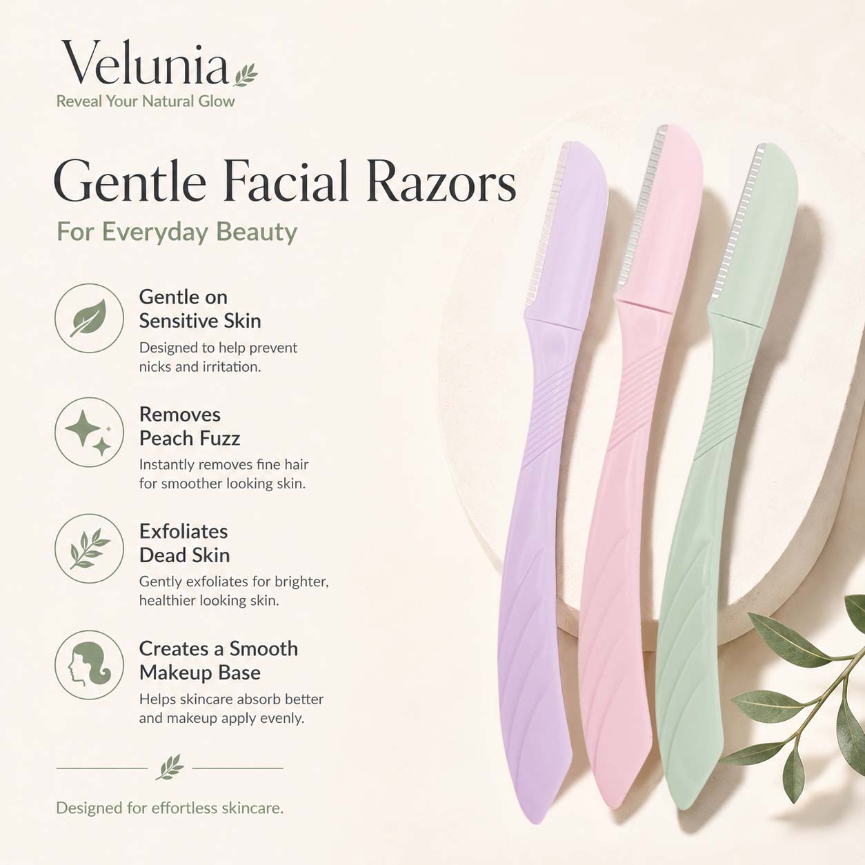 Gentle Facial Razors for Women, 3-Pack Dermaplaning Razors 5