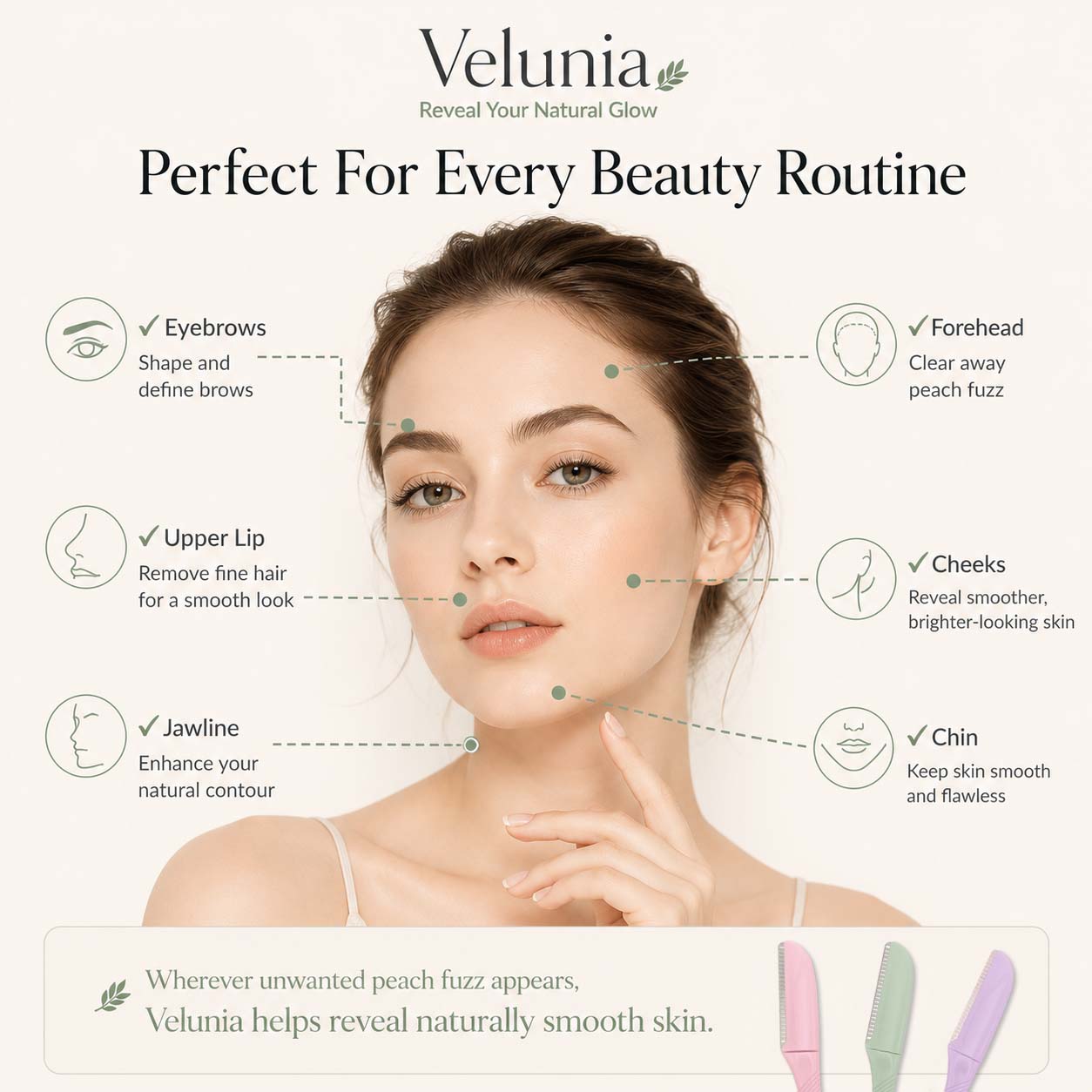 Gentle Facial Razors for Women, 3-Pack Dermaplaning Razors 3