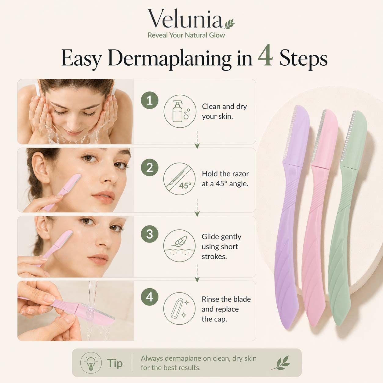 Gentle Facial Razors for Women, 3-Pack Dermaplaning Razors 4