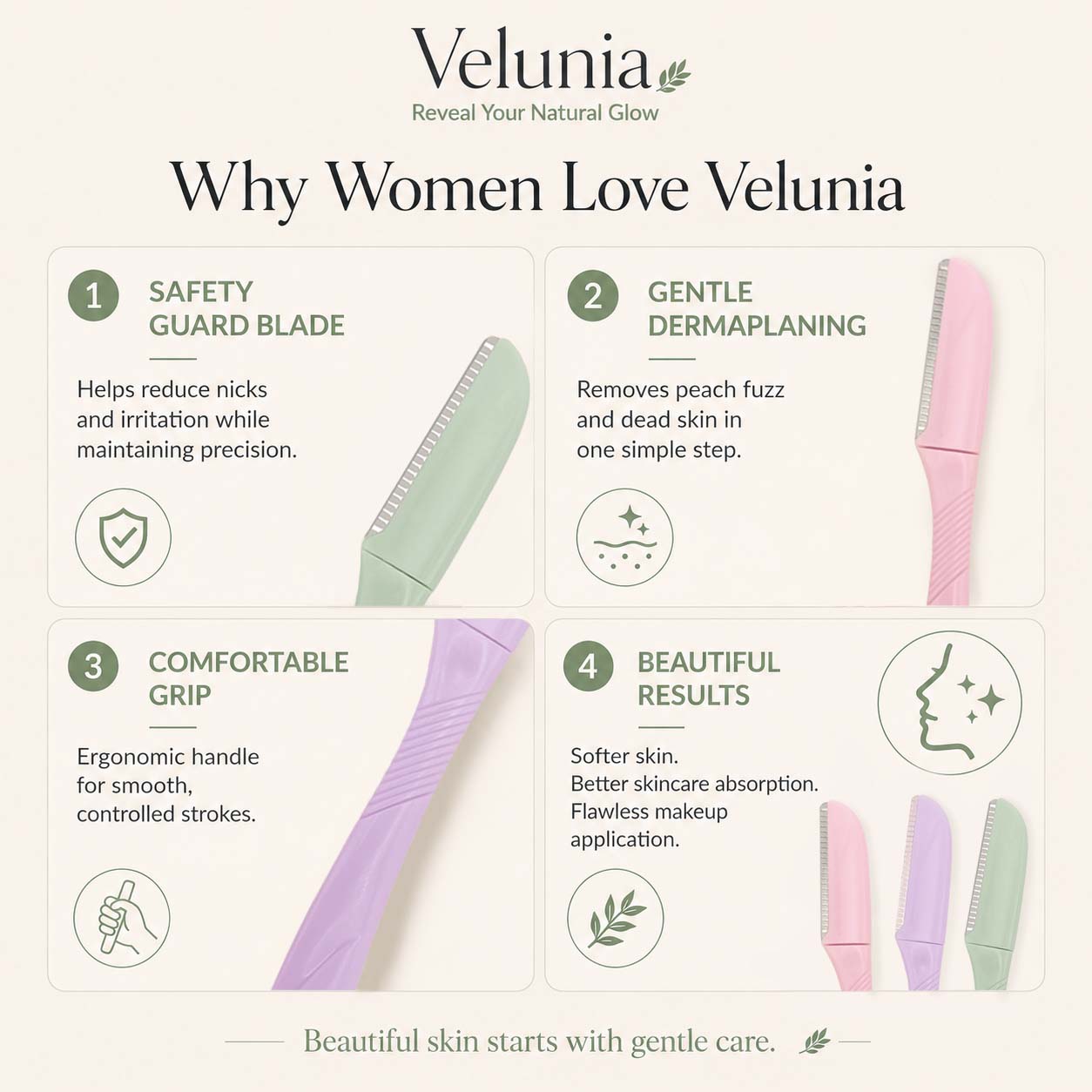 Gentle Facial Razors for Women, 3-Pack Dermaplaning Razors 6